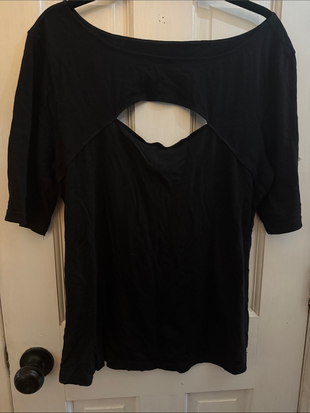 Fabletics Black Short Sleeve Tee with Back Cutout